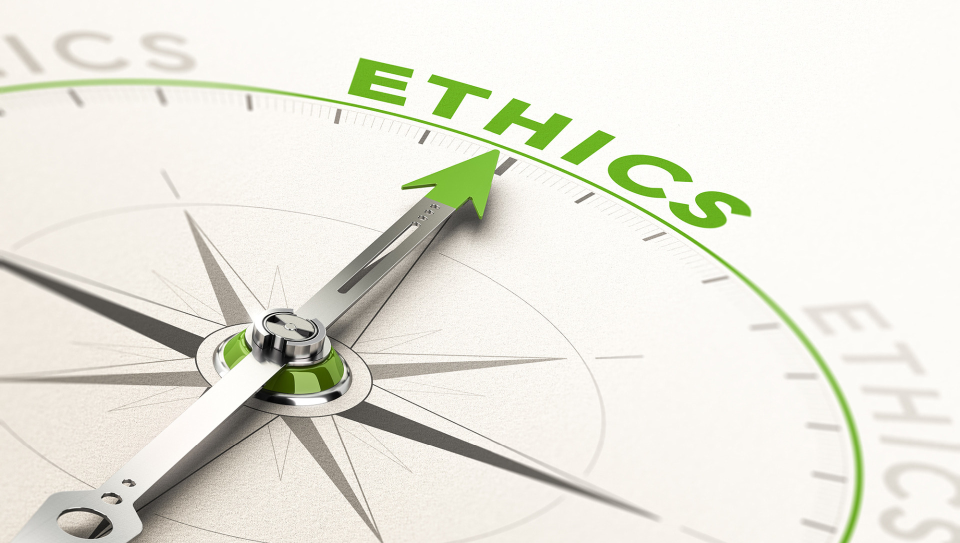 Moral Compass pointing towards Ethics